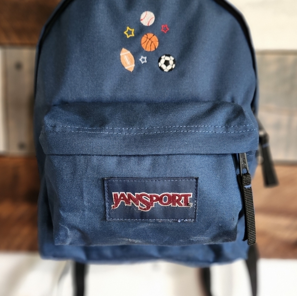 Jansport Navy Blue Small Mini Sporty Youth Kids Backpack - Picture 3 of 12